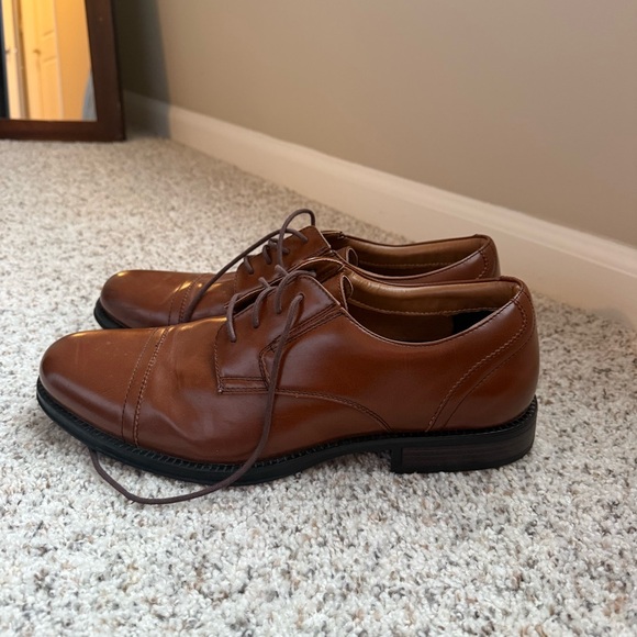 Dockers Tan Brown Leather Men's Oxfords Shoes Tie Stitching - Picture 4 of 7